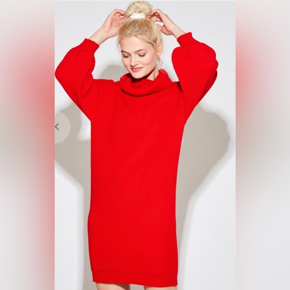 NWT{Callahan}Sz S Alma Mock Knit Dress in Spicy Red - Picture 2 of 8